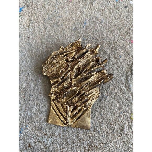 1978 REISINGER Judaica Gold Tone Modernist BURNING BUSH Brooch Pin Retsinger - Picture 6 of 11